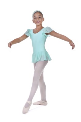 Girls flutter sleeved leotard with skirt